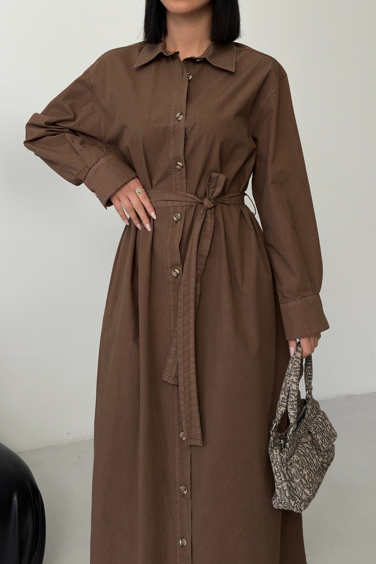 Classic Long Denim Dress with Buttons - Earth - Xlove - by Peralane - photo 6