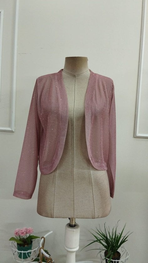 Dusty Rose Women's Long Sleeve Open Front Rhinestone Cardigan - Janes - by Peralane - photo 5
