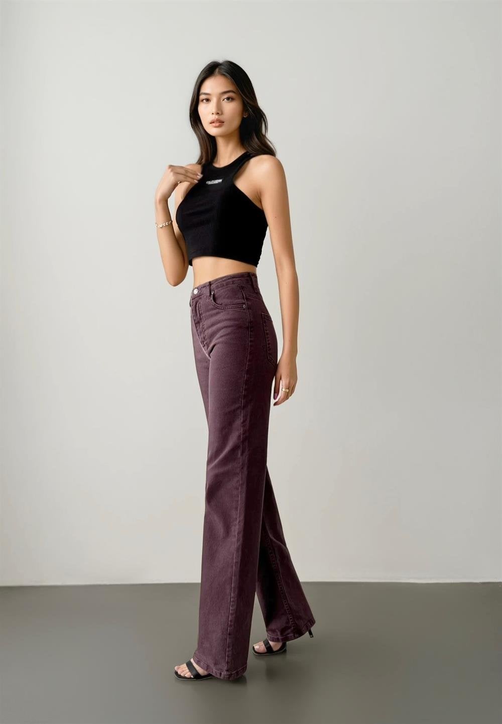 Women's High Waist Wide Leg Plum Jean Trousers - Lacarino Jeans - by Peralane - photo 3