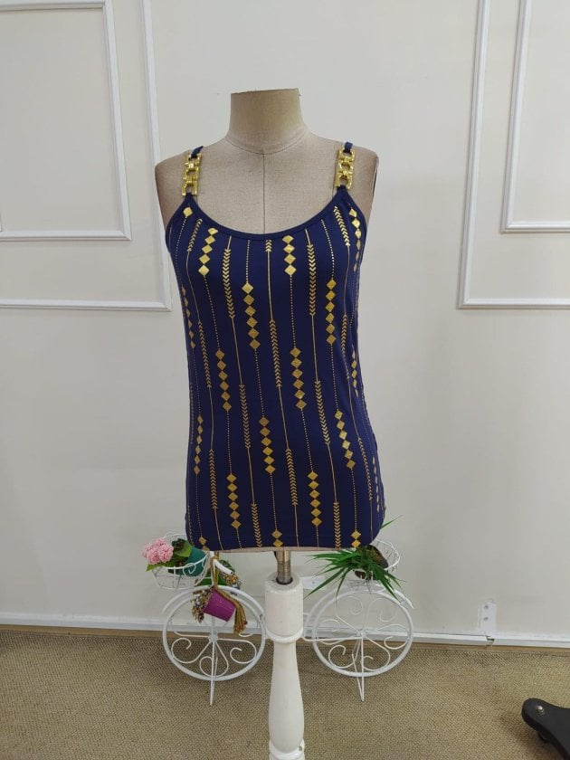 Women's Sleeveless Round Neck Patterned Viscose Blouse - Janes - by Peralane - photo 4