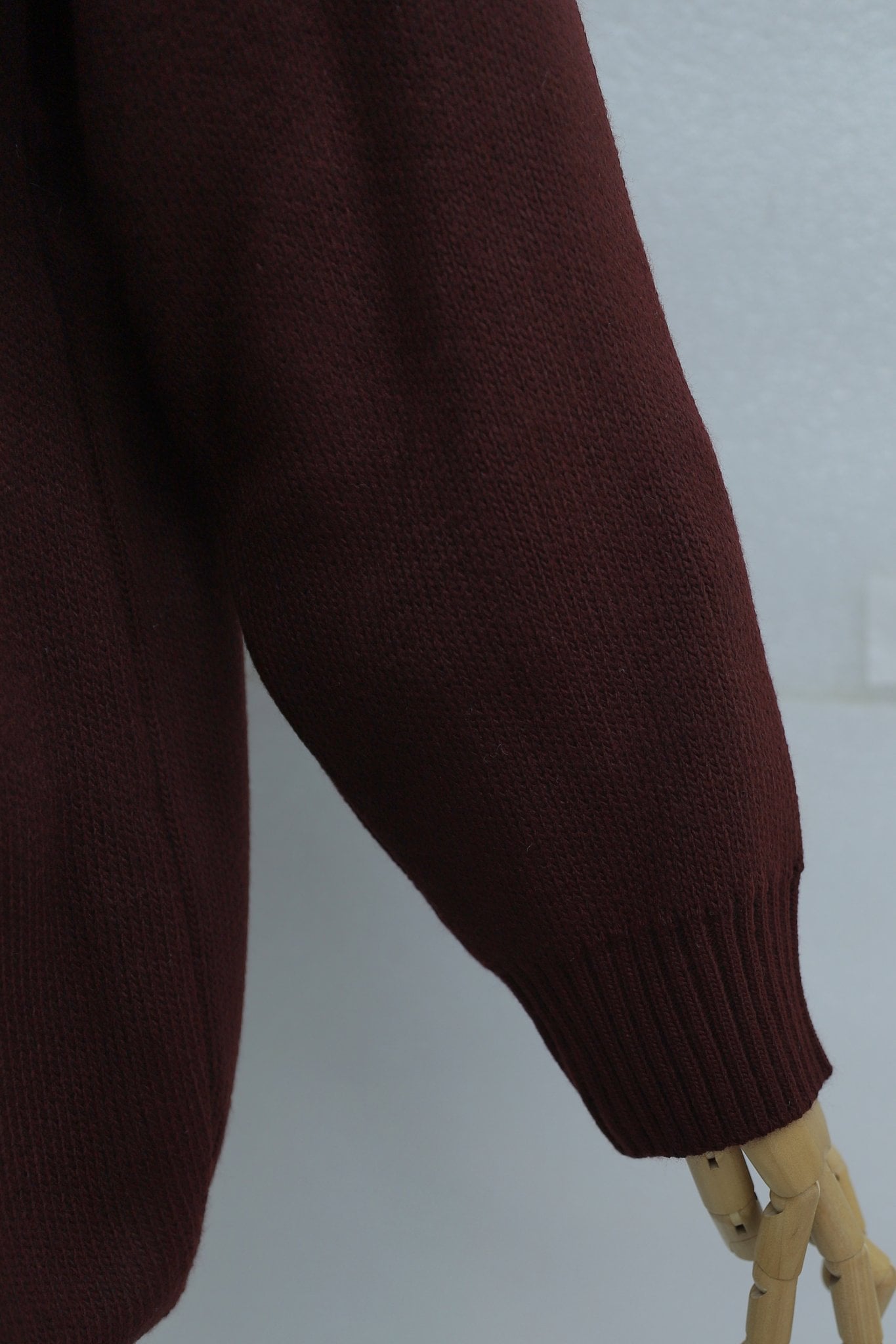 Half-Zip High-Neck Stitch Detail Knit Cardigan - Burgundy - Podyumplus - by Peralane - photo 8
