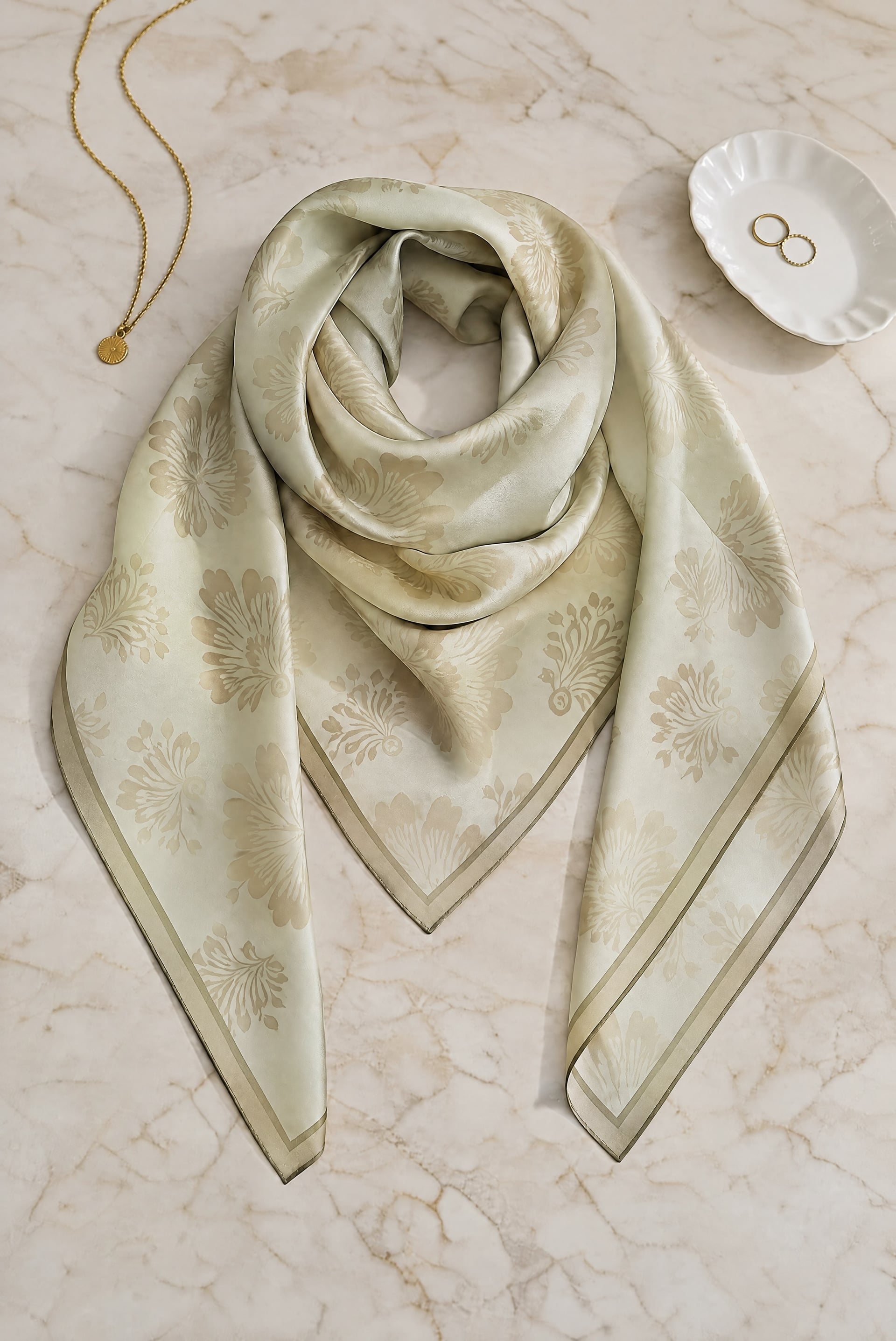 Classic Damask Pattern Soft Scarf - Mink - Podyumplus - by Peralane - photo 2