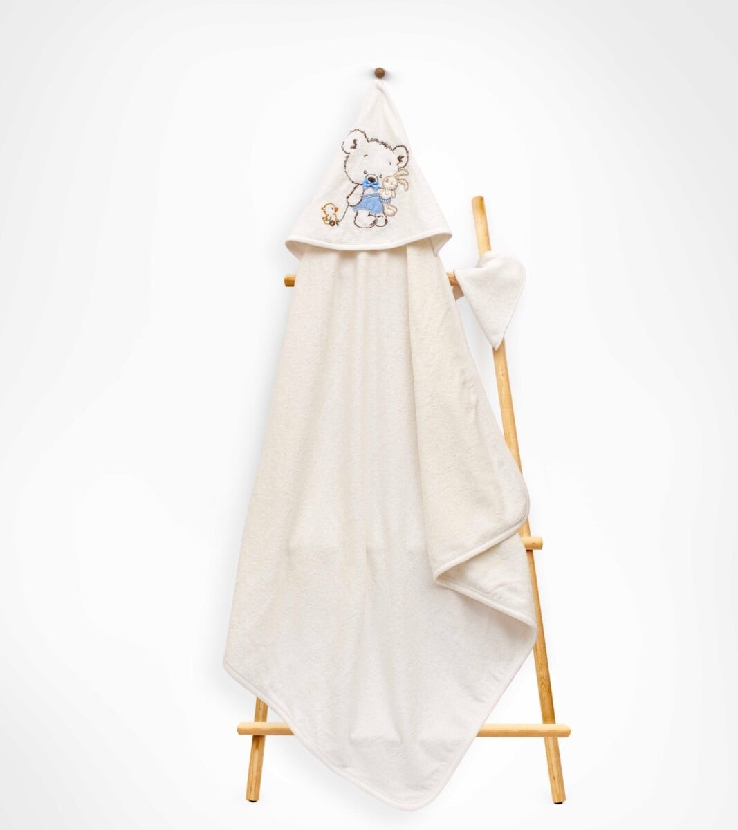 Unisex Kids 2-Piece Hooded Towel and Washcloth Set 85x80 2015-9-591 - Babyline - by Peralane