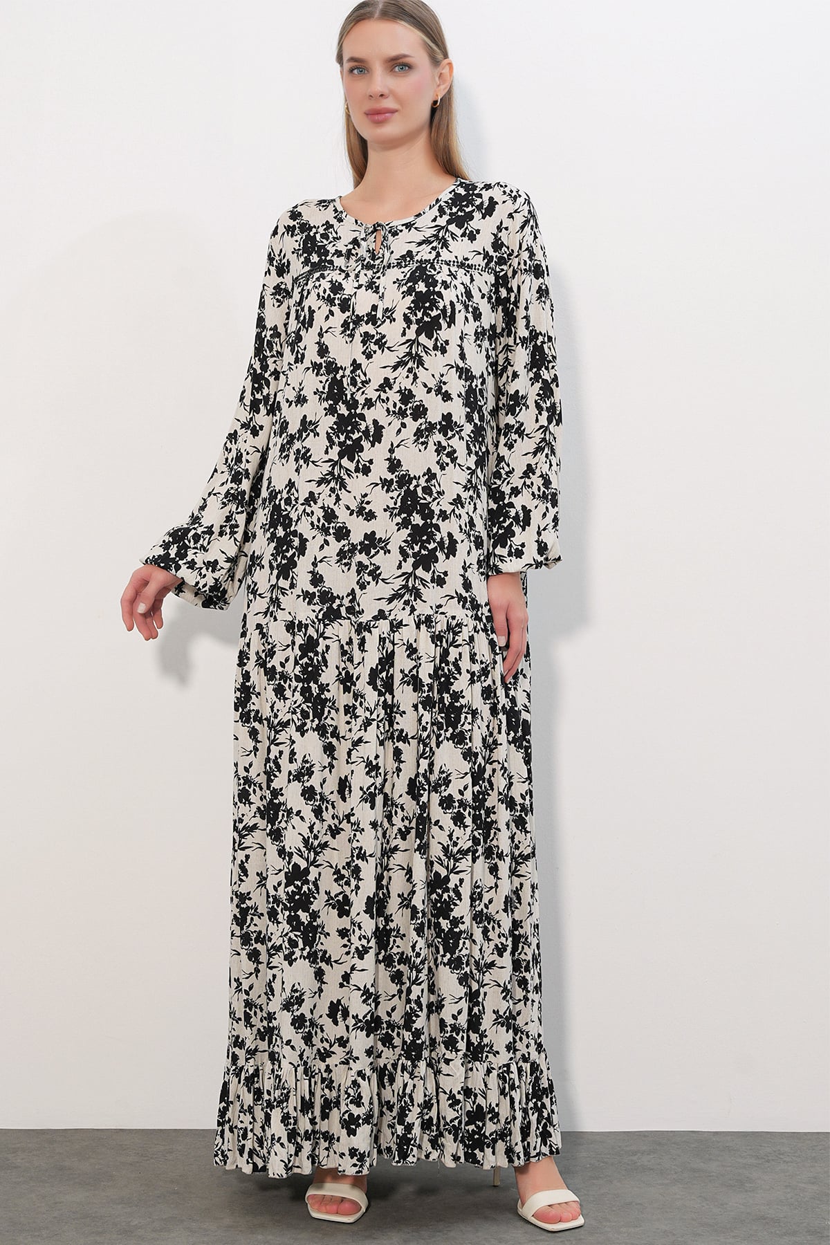 Women's Patterned Long Dress 2596 - Black - Bigdart - by Peralane - photo 3