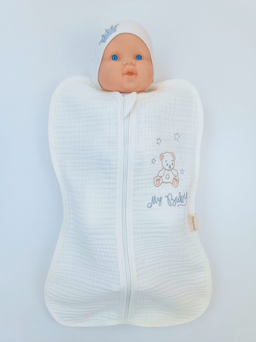 Baby Swaddle and Hat Set 0-6M Ecru - Tomuycuk - by Peralane