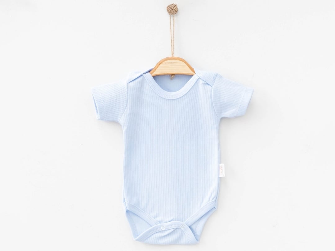 Unisex Short-Sleeve Snap-Crotch Bodysuit - Light Blue - Nayinom - by Peralane