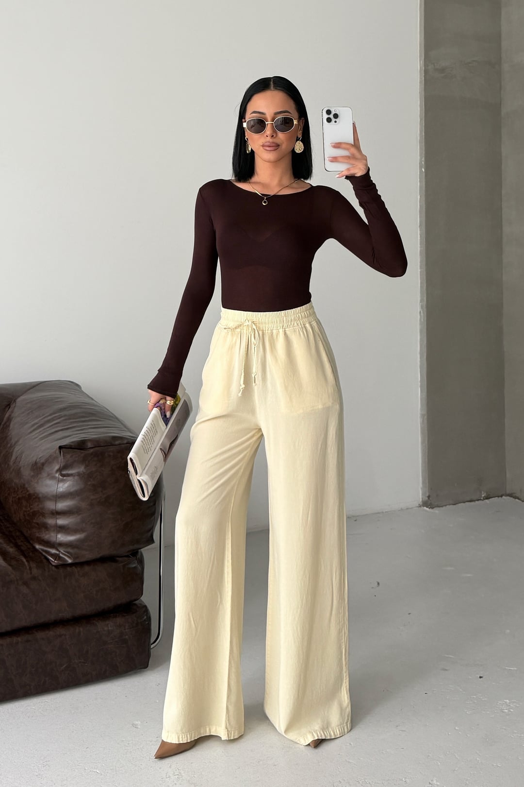 Elasticated Palazzo Trousers HS708 Vanilla - Xlove - by Peralane - photo 6
