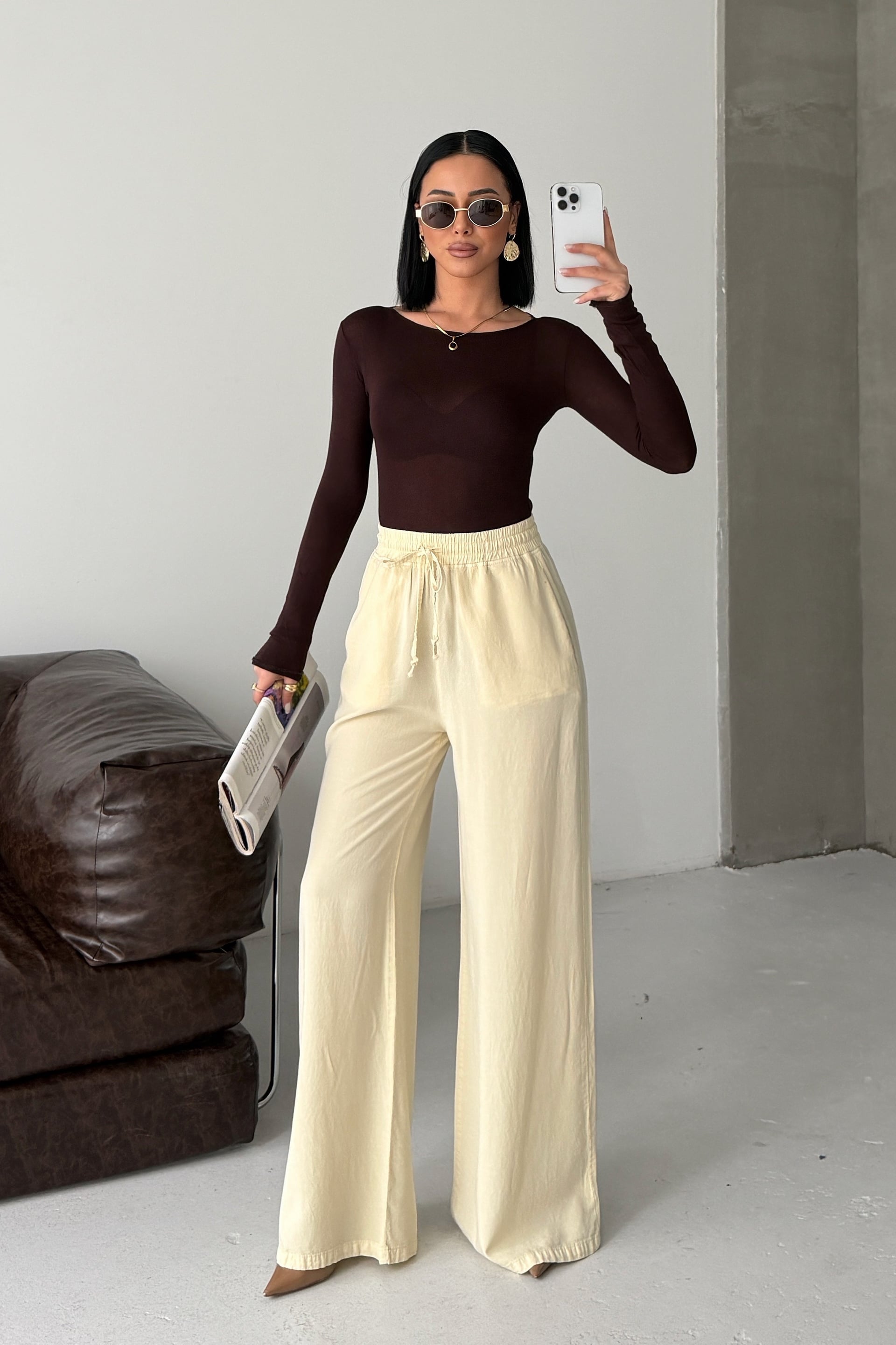 Elasticated Palazzo Trousers HS708 Vanilla - Xlove - by Peralane - photo 6