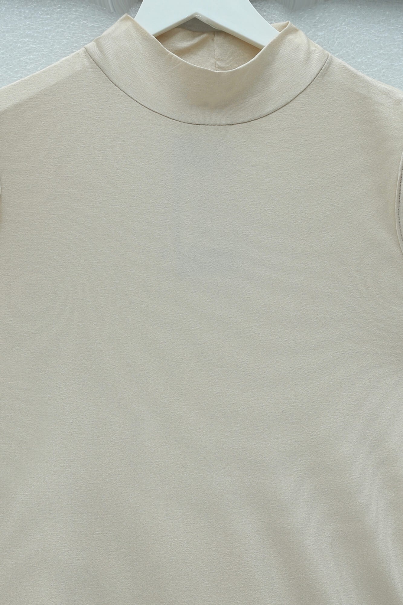 Beige Mock Neck Sleeveless Knit Top - Podyumplus - by Peralane - photo 4