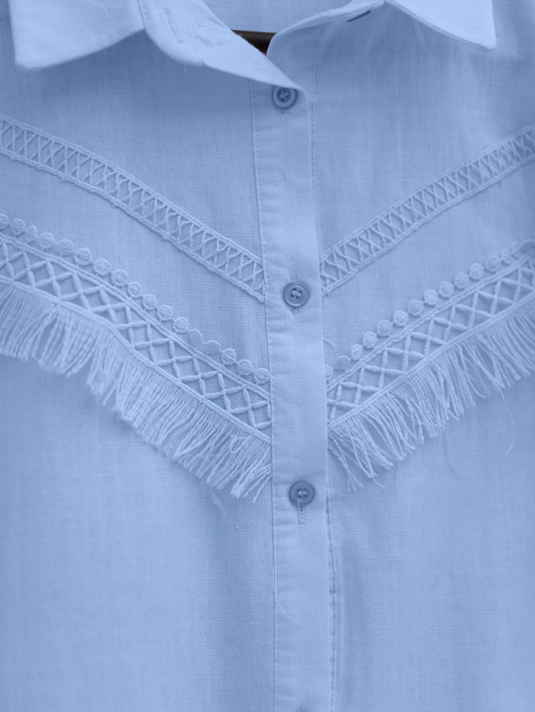 Light Blue Puff Sleeve Tunic with Lace Details - Podyumplus - by Peralane - photo 9