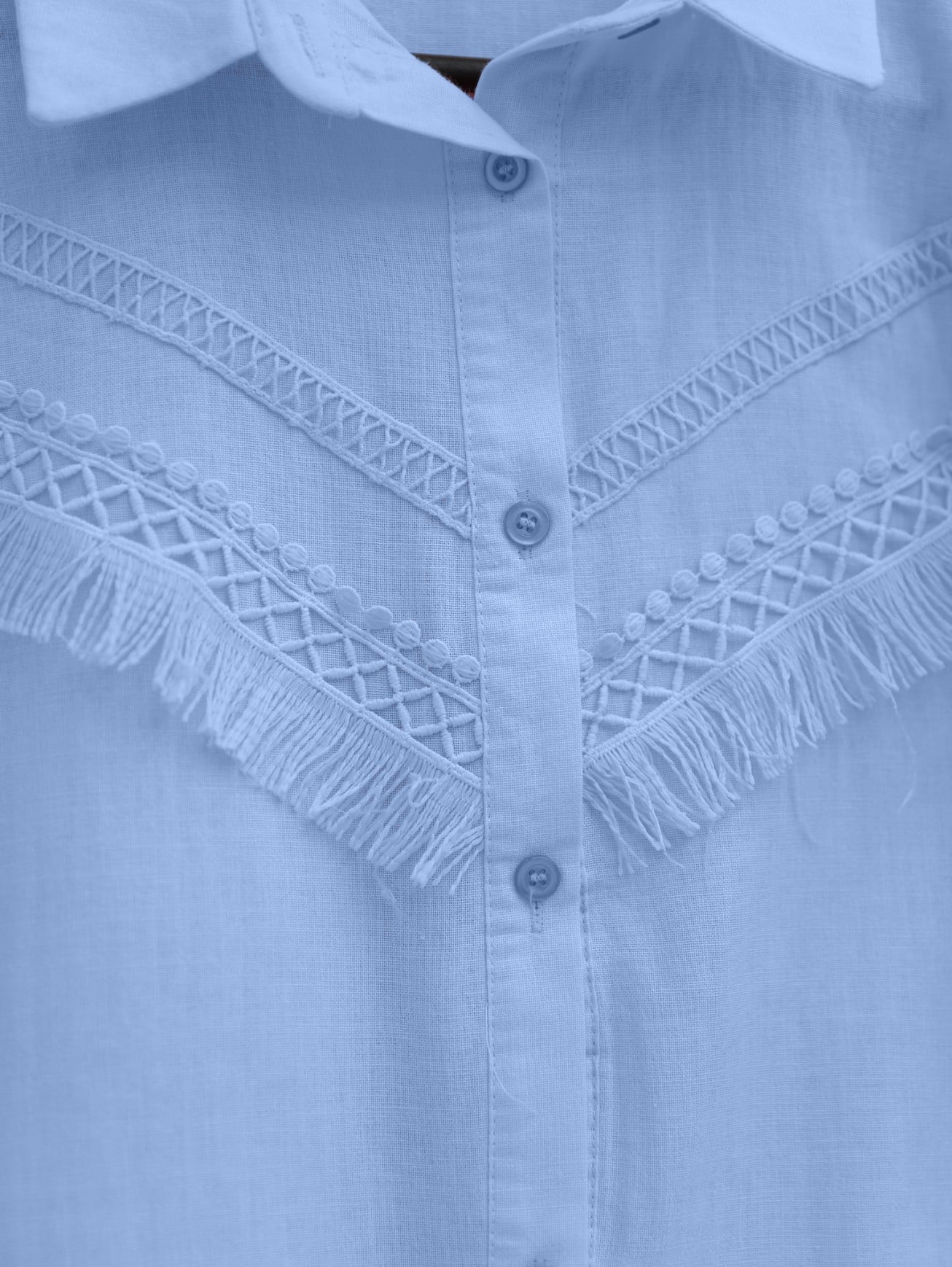 Light Blue Puff Sleeve Tunic with Lace Details - Podyumplus - by Peralane - photo 9