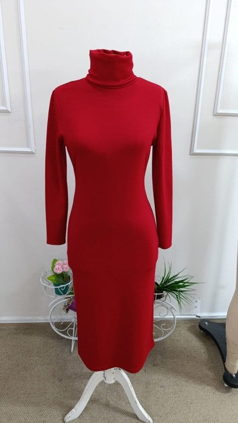 Women's Long Sleeve Turtleneck Midi Modal Dress - Janes - by Peralane - photo 5