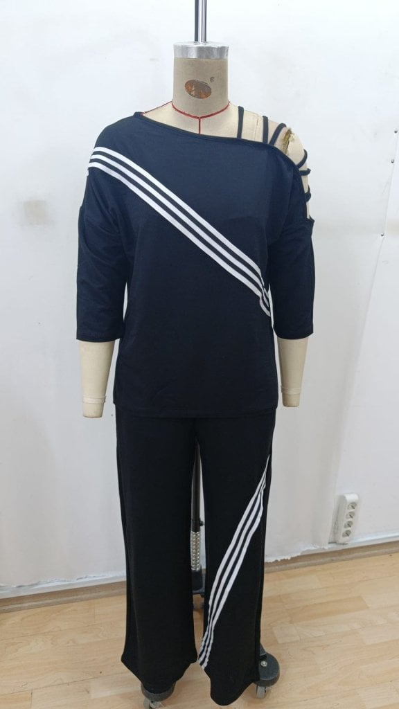 Women's Two-Piece Tracksuit Set with Striped Top and Wide-Leg Trousers - Janes - by Peralane - photo 5