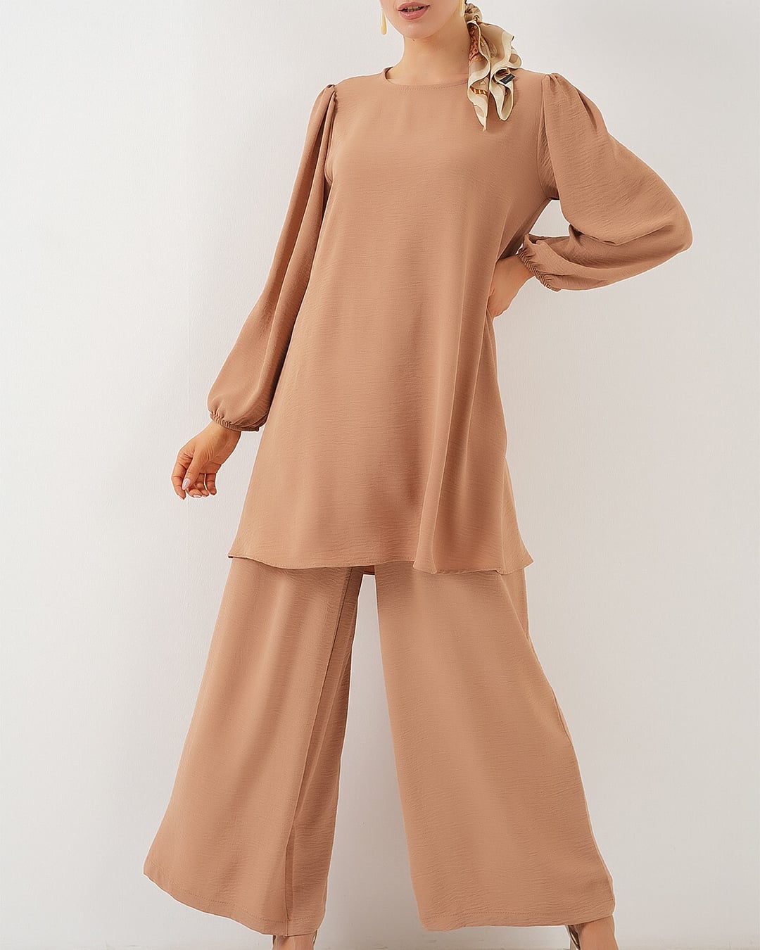 Women's Camel Tunic and Wide-Leg Trouser Set - Bigdart - by Peralane - photo 5
