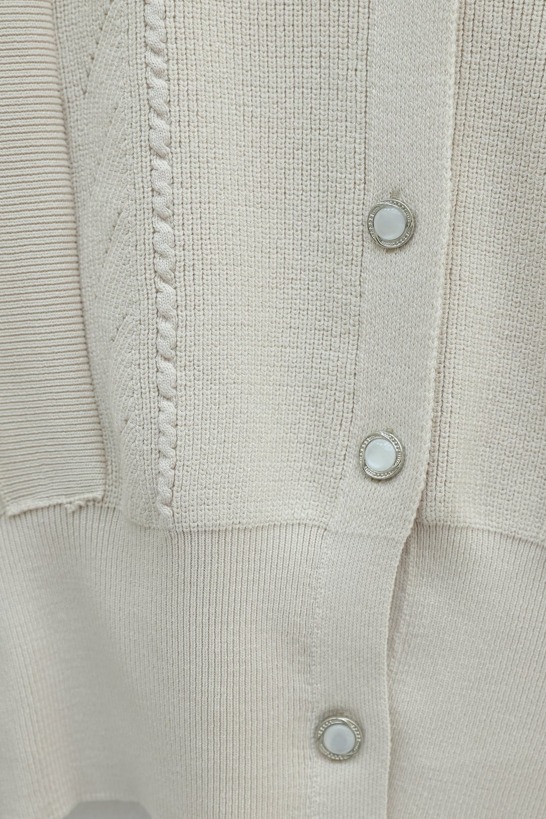 Poplin Sleeve Detail Buttoned Knit Cardigan - Stone - Podyumplus - by Peralane - photo 7