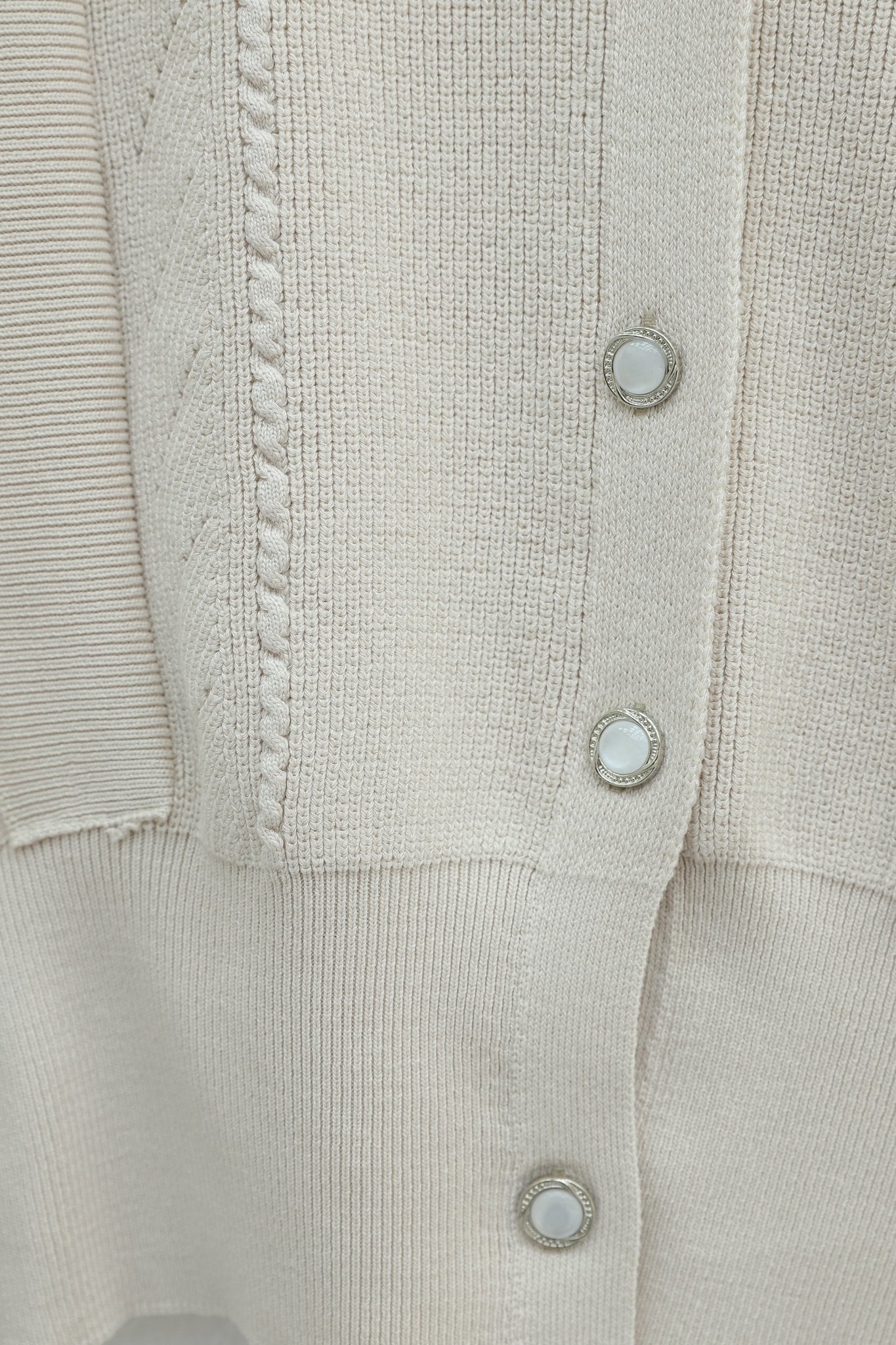 Poplin Sleeve Detail Buttoned Knit Cardigan - Stone - Podyumplus - by Peralane - photo 7