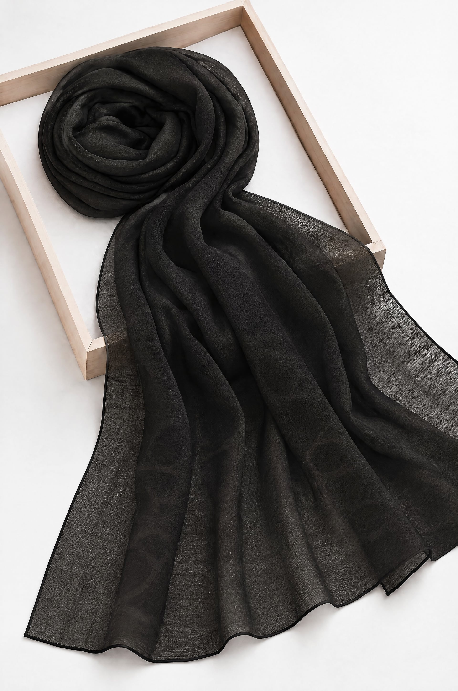Chain Pattern Jacquard Shawl - Dark Brown - Podyumplus - by Peralane