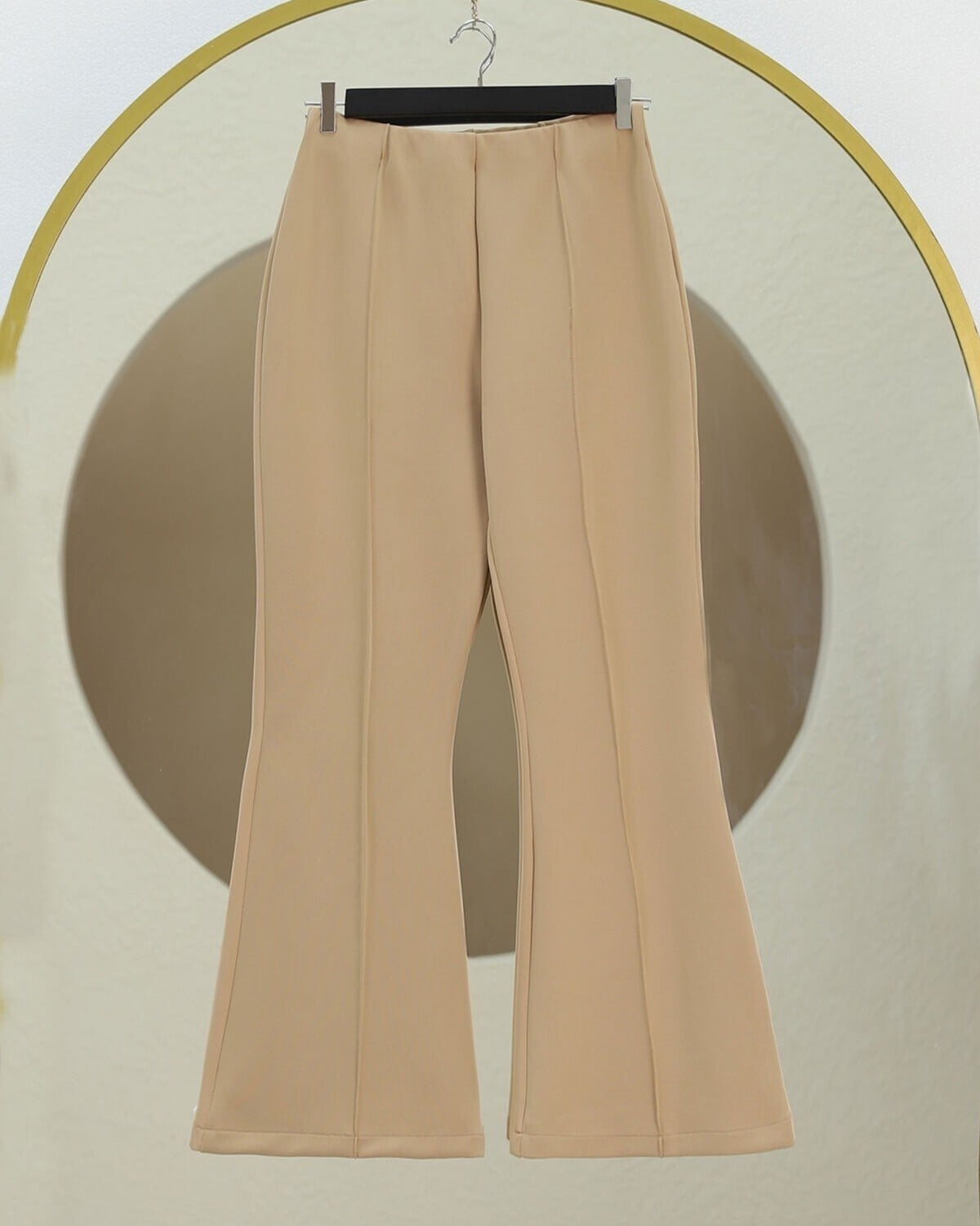 Women's High-Waisted Flared Trousers with Tunic Set - Beige - Podyumplus - by Peralane - photo 6