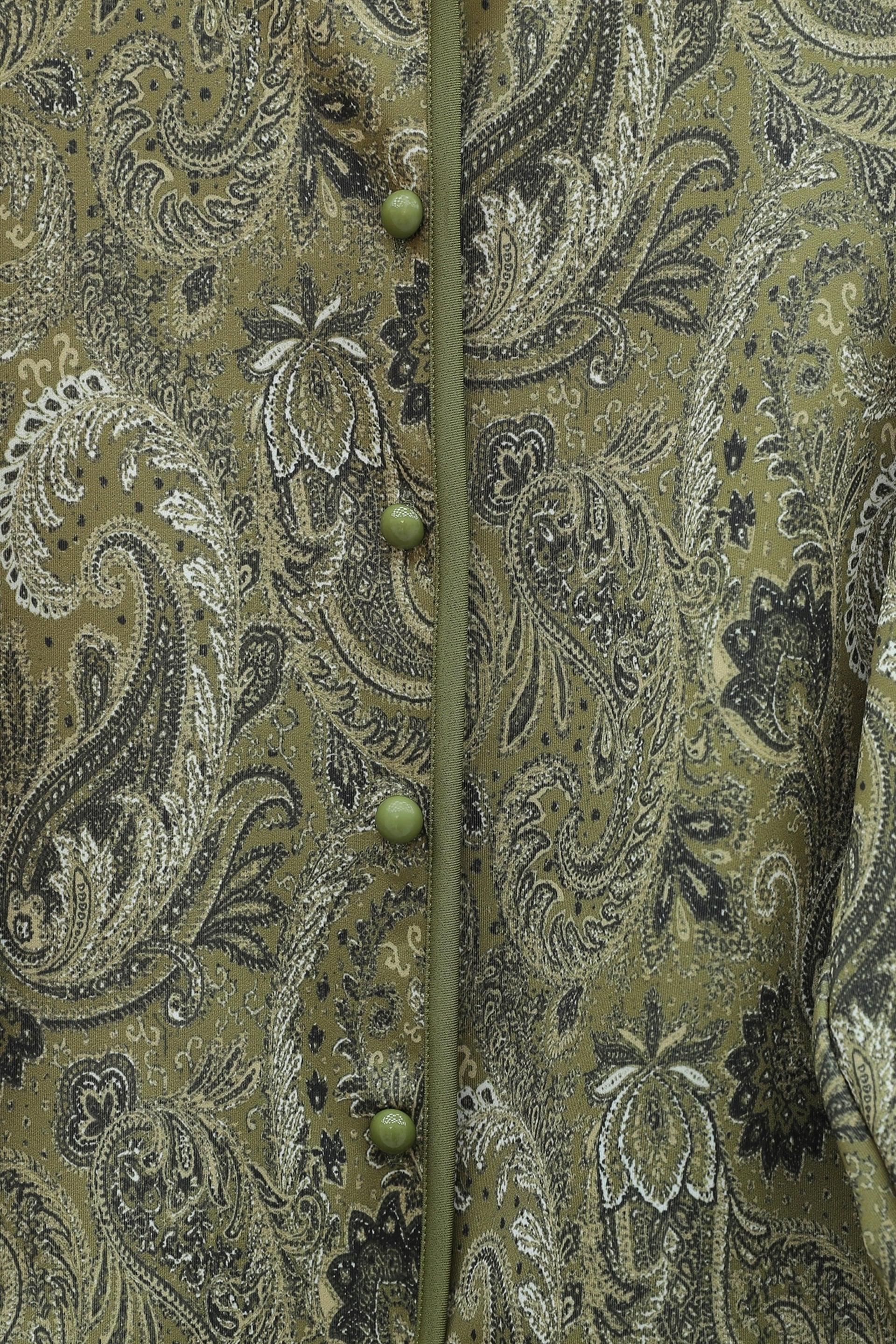 Ethnic Print Button-Front Scuba Jacket and Skirt Set - Olive - Podyumplus - by Peralane - photo 5