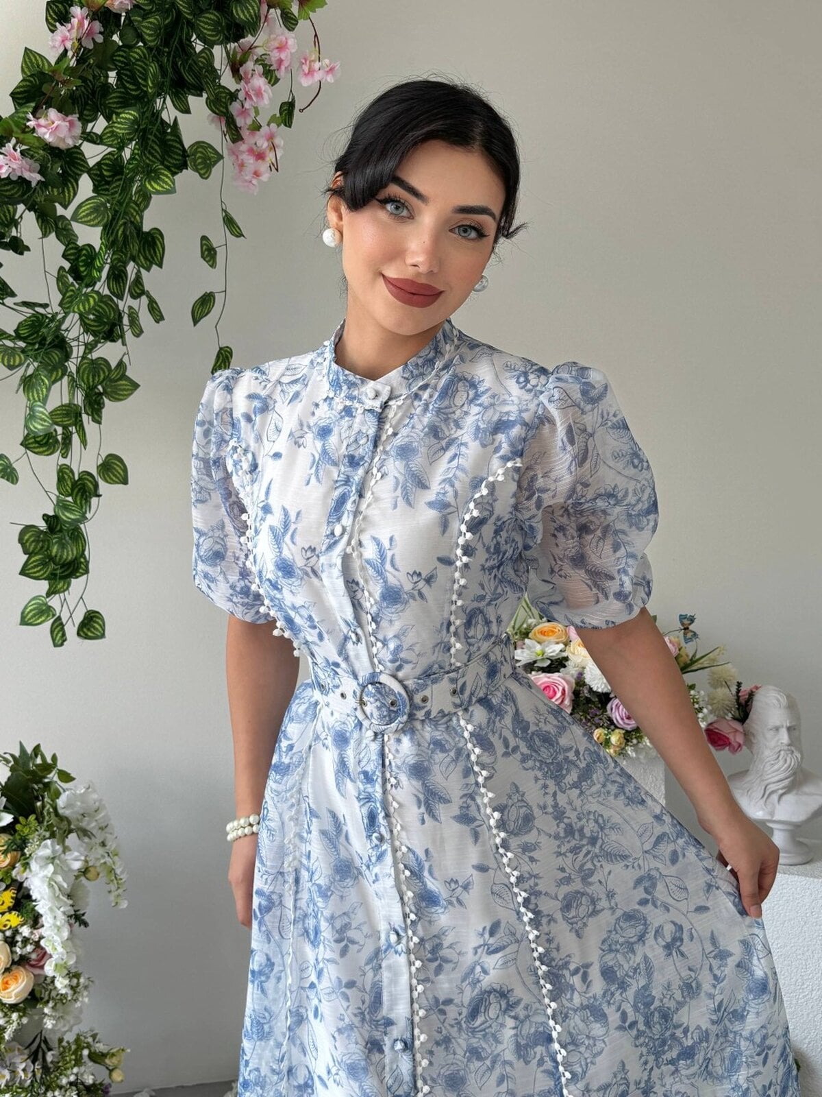 Floral Print Belted Chiffon Dress - Etika - by Peralane - photo 5