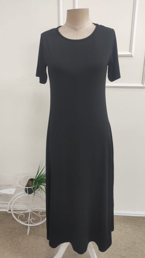 Women's Short-Sleeve Crew-Neck Long Viscose Dress - Janes - by Peralane - photo 4
