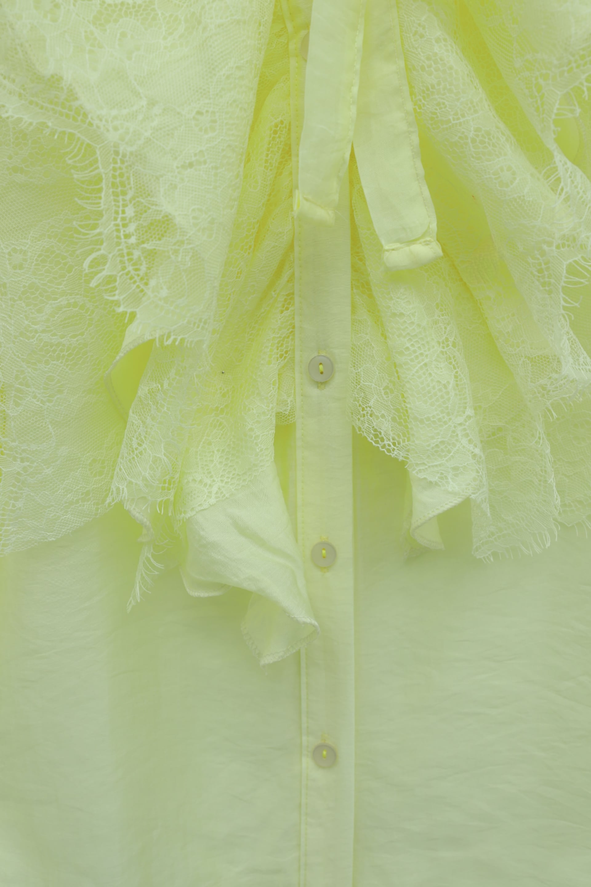 Women's Pale Yellow Lace Collar Long Back Blouse with Satin Bow - Podyumplus - by Peralane - photo 4