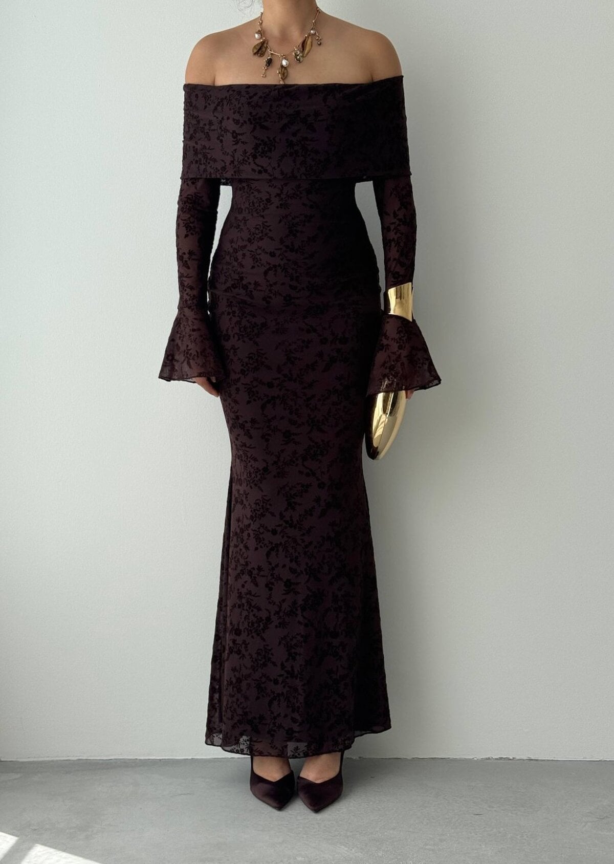 Juer Strapless Dress Dark Brown Floral Print - Etika - by Peralane - photo 7