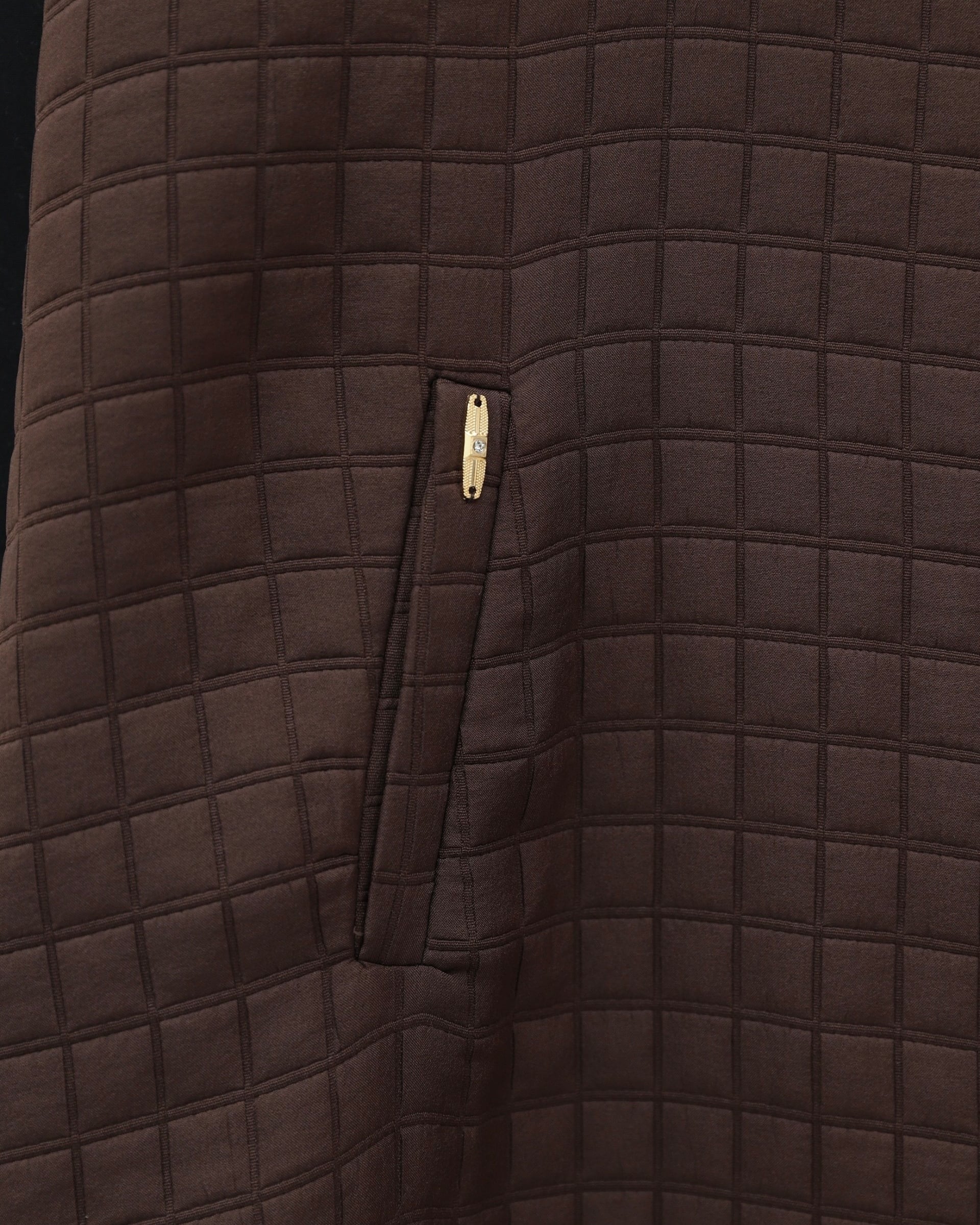 Long Quilted Hooded Vest with Full-Length Buttons - Dark Brown - Podyumplus - by Peralane - photo 7