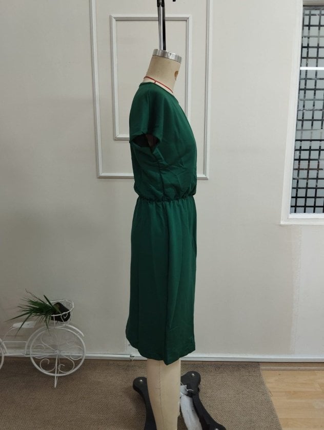 Women's Short-Sleeve Round-Neck Short Viscose Two-Thread Knit Dress - Janes - by Peralane - photo 6