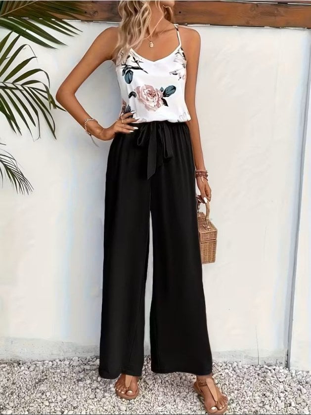 Women's V-Neck Camisole and Wide-Leg Trousers Two-Piece Set - Janes - by Peralane - photo 2